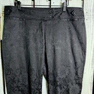 SOHO Black Floral Textured Lace Print Dress Pants Size 14 Festive Romantic Glam